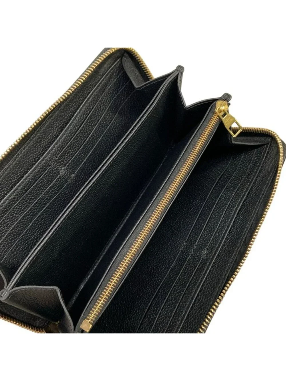 Louis Vuitton Wallet Bicolor Monogram Empreinte Zippy Black Beige Leather